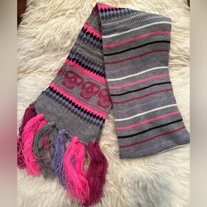 Scarf skull stripe fringe new